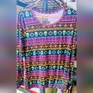 No Boundaries Multicolor Skull Patterned Long Sleeve Tee XXL (19) Juniors/Womens